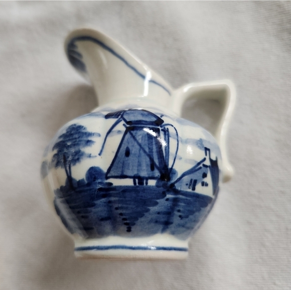 Delft Blue Miniature Pitcher Hand Painted Holland Windmill Ceramic Vintage - Picture 7 of 7